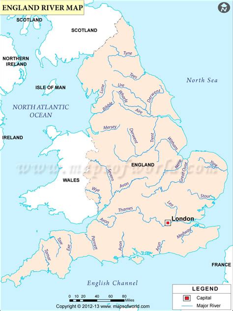 map of england with towns and rivers